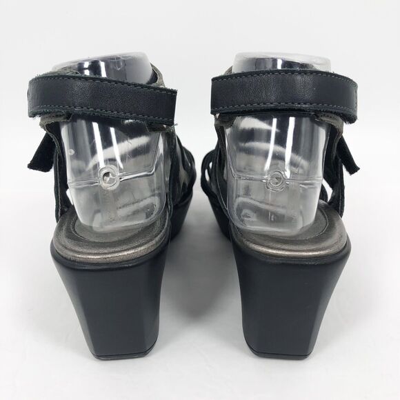 NAOT Platform Wedge Sandals 40 US 9-9.5 Prestige Leather Strappy Shoes Navy Blue - Picture 4 of 10